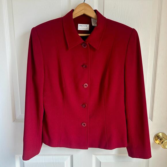 Vintage 90's Women's Dark Red Boxy Blazer Size M | 90's Work Wear Blazer - Picture 1 of 4
